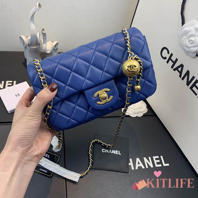 CHANEL FLAP BAG 20CM BLUE - 1