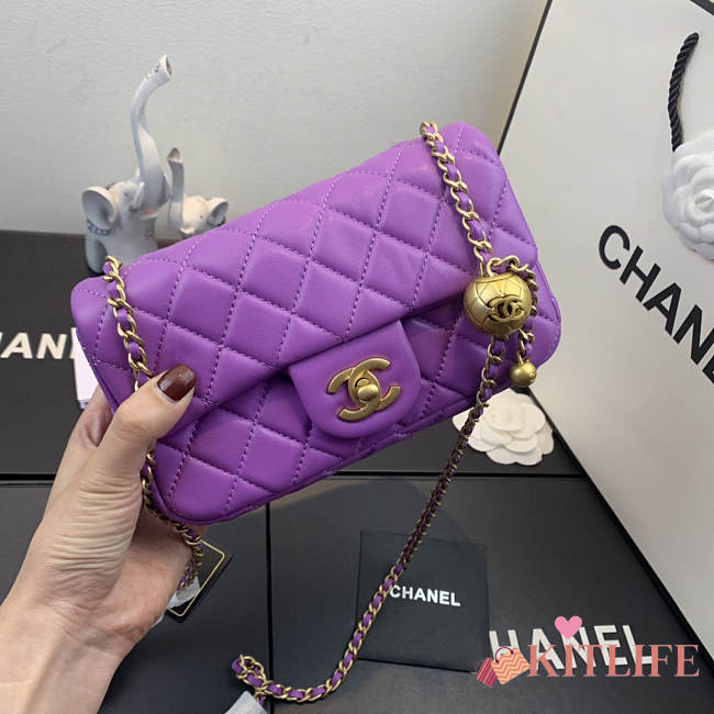 CHANEL FLAP BAG 20CM PURPLE - 1