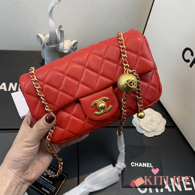 CHANEL FLAP BAG 20CM RED - 1