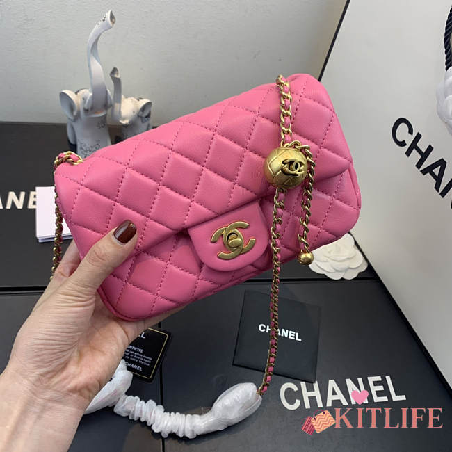 CHANEL FLAP BAG 20CM PINK - 1