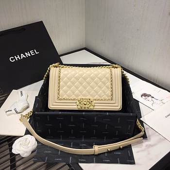 CHANEL #67086 LEBOY BEIGE BAG 20CM/25cm