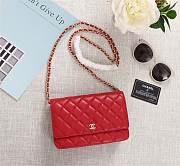 CHANEL LAMBSKIN WOC WITH GOLD HARDWARE IN RED - 1