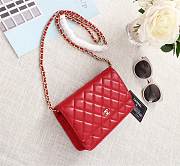 CHANEL LAMBSKIN WOC WITH GOLD HARDWARE IN RED - 4