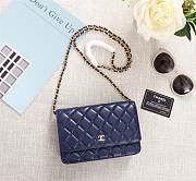 CHANEL LAMBSKIN WOC WITH GOLD HARDWARE IN BLUE - 1