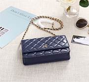 CHANEL LAMBSKIN WOC WITH GOLD HARDWARE IN BLUE - 4