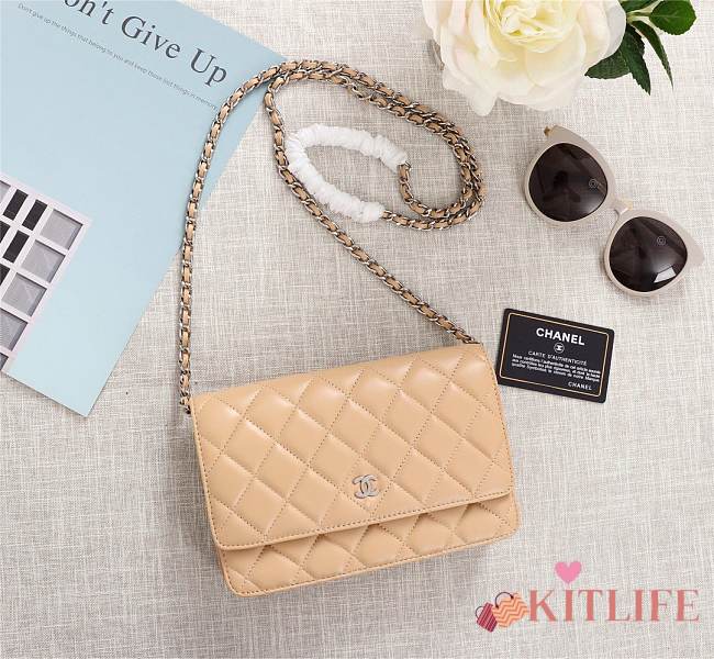 CHANEL LAMBSKIN WOC WITH GOLD HARDWARE IN BEIGE - 1