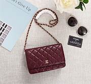 CHANEL LAMBSKIN WOC WITH GOLD HARDWARE IN BURGUNDY - 1