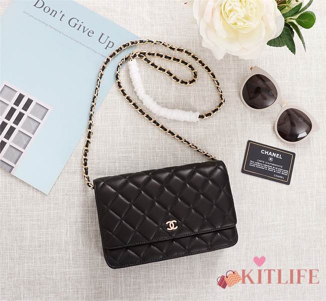 CHANEL LAMBSKIN WOC WITH GOLD HARDWARE IN BLACK - 1
