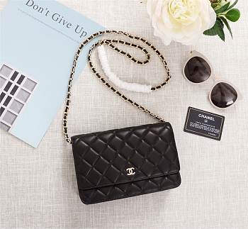 CHANEL LAMBSKIN WOC WITH GOLD HARDWARE IN BLACK