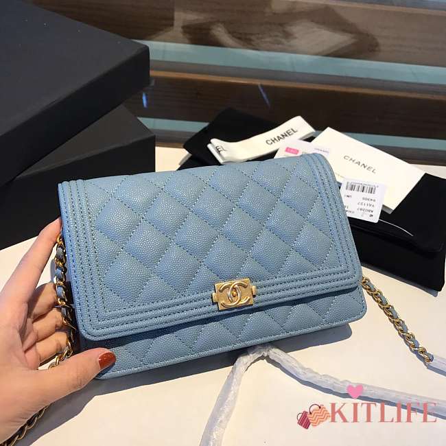 CHANEL CAVAIR WOC WITH GOLD HARDWARE IN BLUE - 1