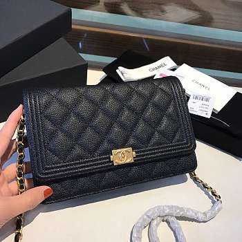 CHANEL CAVAIR WOC WITH GOLD HARDWARE IN BLACK