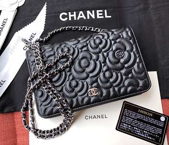 CHANEL CAMELLIA WOC BLACK