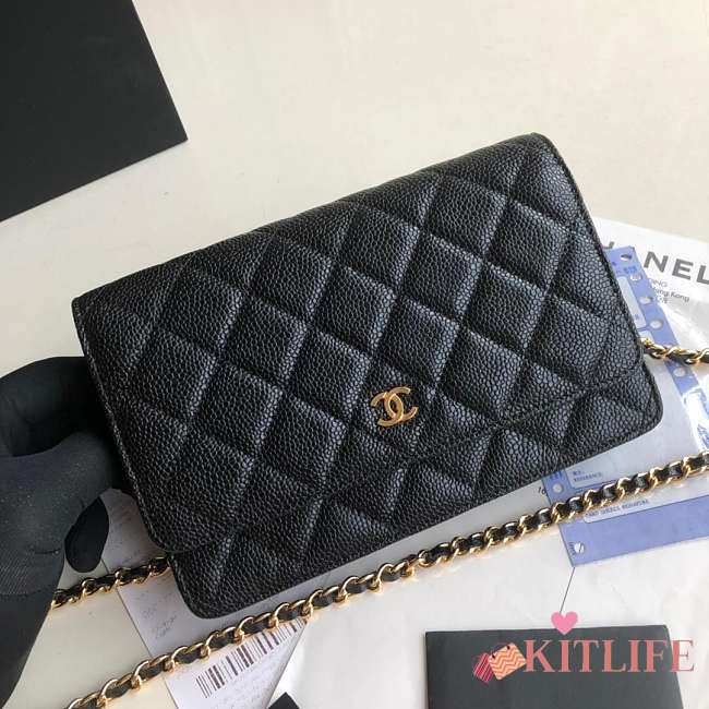 CHANEL CAVAIR WOC IN BLACK WITH GOLD HARDWARE - 1