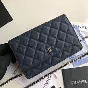 CHANEL CAVAIR WOC IN NAVY WITH SILVER HARDWARE - 1