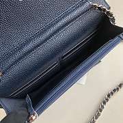 CHANEL CAVAIR WOC IN NAVY WITH SILVER HARDWARE - 4