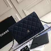 CHANEL CAVAIR WOC IN NAVY WITH SILVER HARDWARE - 5