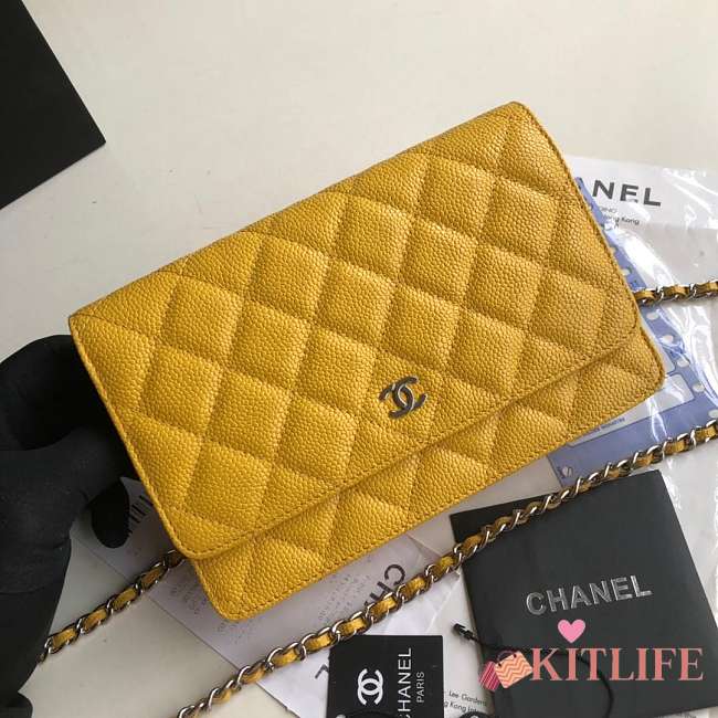 CHANEL CAVAIR WOC IN YELLOW WITH SILVER HARDWARE - 1