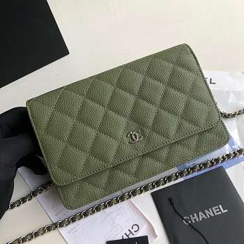 CHANEL CAVAIR WOC IN GREEN WITH SILVER HARDWARE