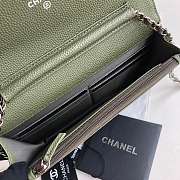 CHANEL CAVAIR WOC IN GREEN WITH SILVER HARDWARE - 5