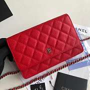 CHANEL CAVAIR WOC IN RED WITH SILVER HARDWARE - 1
