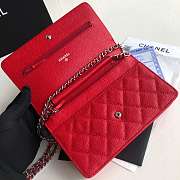 CHANEL CAVAIR WOC IN RED WITH SILVER HARDWARE - 4
