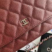 CHANEL CAVAIR WOC IN BURGUNDY WITH SILVER HARDWARE - 6