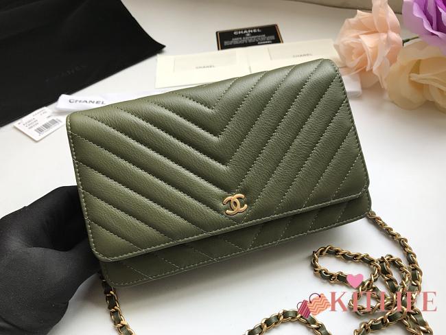 CHANEL WOC IN GREEN WITH GOLD METAL - 1