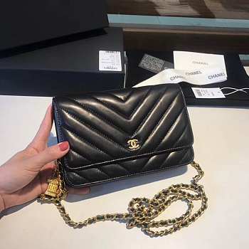 CHANEL WOC IN BLACK WITH GOLD METAL