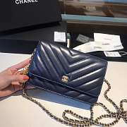 CHANEL WOC IN BLUE WITH GOLD METAL - 4