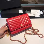 CHANEL WOC IN RED WITH GOLD METAL - 1