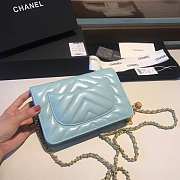 CHANEL WOC IN LIGHT BLUE WITH GOLD METAL - 3