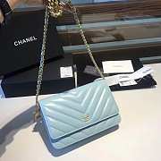 CHANEL WOC IN LIGHT BLUE WITH GOLD METAL - 5