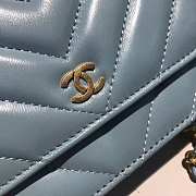 CHANEL WOC IN LIGHT BLUE WITH GOLD METAL - 6