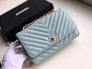 CHANEL CHAIN WALLET LIGHT BLUE - 1