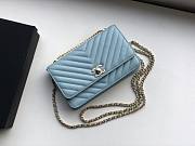 CHANEL CHAIN WALLET LIGHT BLUE - 6