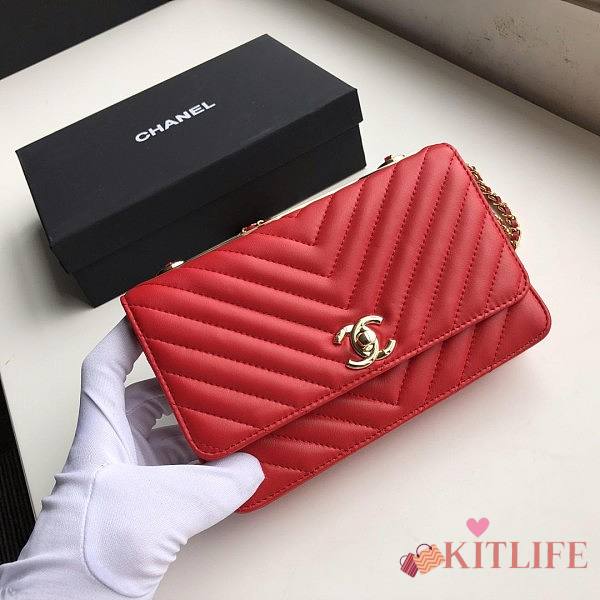 CHANEL CHAIN WALLET RED - 1