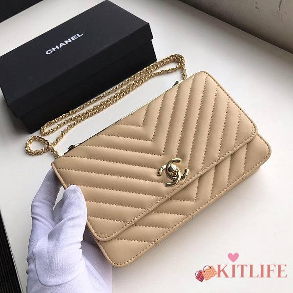 CHANEL CHAIN WALLET BEIGE - 1