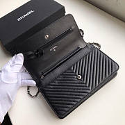 CHANEL CHAIN WALLET BLACK WITH SILVER HARDWARE - 4