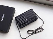 CHANEL CHAIN WALLET BLACK WITH SILVER HARDWARE - 6