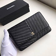 CHANEL CHAIN WALLET BLACK WITH GOLD HARDWARE - 1