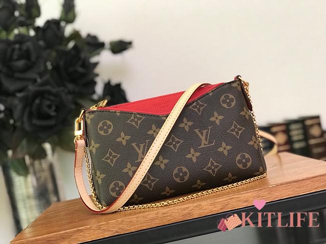 Louis Vuitton M41638 Pallas Monogram Canvas Leather Clutch Bag Cherry - 1