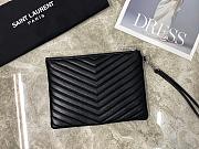 Saint Laurent YSL Chevron Clutch Bag 24cm Silver Hardware Calfskin Leather - 4