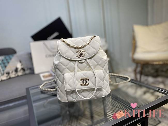 Chanel Duma White Backpack Bag with gold hardware 21.5x24x12cm - 1