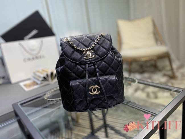 Chanel Duma Black Backpack Bag with gold hardware 21.5x24x12cm - 1