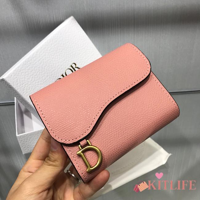 DIOR PINK CALFSKIN LEATHER WALLET  - 1