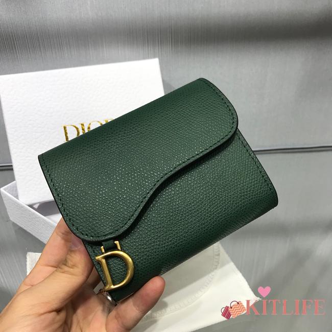 DIOR GREEN CALFSKIN LEATHER WALLET - 1