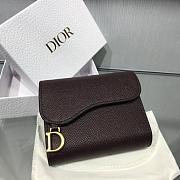 DIOR DARK RED CALFSKIN LEATHER WALLET - 5