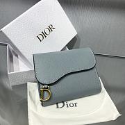 DIOR BLUE CALFSKIN LEATHER WALLET - 5