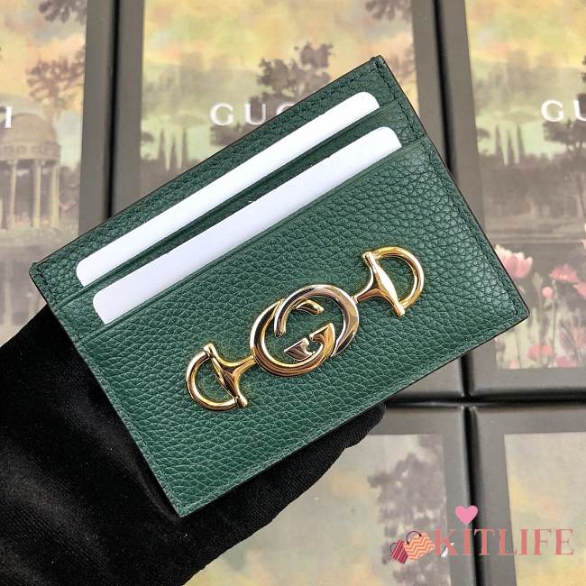 GUCCI #570679 GREEN CARD HOLDER  - 1