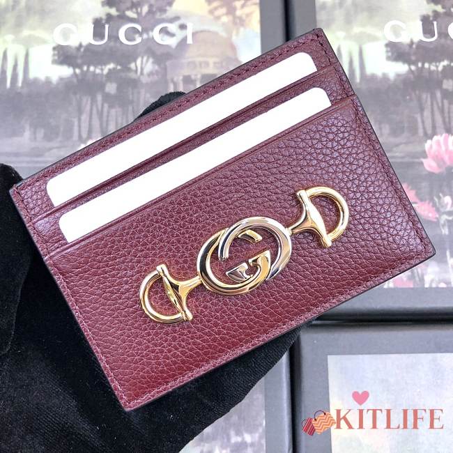GUCCI #570679 BURGUNDY CARD HOLDER - 1